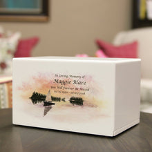 White Gloss MDF Sailboat Scene Adult Cremation Urn - Lifestyle