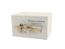 White Gloss MDF Desert Scene Adult Cremation Urn - Personalized