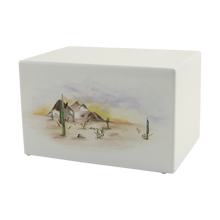 White Gloss MDF Desert Scene Adult Cremation Urn