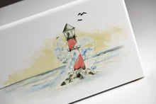 White Gloss MDF Lighthouse Scene Adult Cremation Urn - Artistic