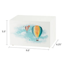 White Gloss MDF Hot Air Balloon Scene Adult Cremation Urn - Dimensions