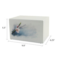 White Gloss MDF Artistic Cherry Blossom Adult Cremation Urn - Dimensions