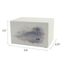 White Gloss MDF Artistic Calming Water Adult Cremation Urn - Dimensions 
