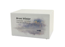White Gloss MDF Artistic Calming Water Adult Cremation Urn - Personalized 