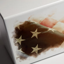 White Gloss MDF Artistic American Flag Adult Cremation Urn - Artistic