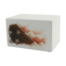 White Gloss MDF Artistic American Flag Adult Cremation Urn