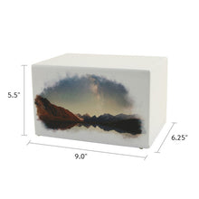White Gloss MDF Artistic Night Sky Adult Cremation Urn - Dimensions