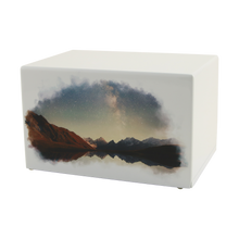 White Gloss MDF Artistic Night Sky Adult Cremation Urn