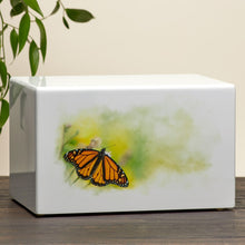 White Gloss MDF Artistic Butterfly Adult Cremation Urn - Lifestyle