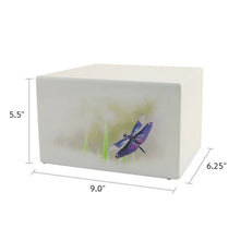 White Gloss MDF Artistic Dragonfly Adult Cremation Urn - Dimensions