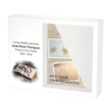 White Gloss MDF Bible & Rosary Shadowbox Medium Cremation Urn - Personalized