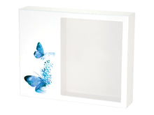 White Gloss MDF Blue Butterflies Shadowbox Medium Cremation Urn - Lifestyle