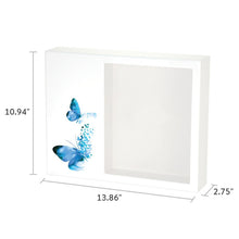 White Gloss MDF Blue Butterflies Shadowbox Medium Cremation Urn - Dimensions