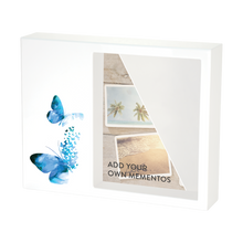 White Gloss MDF Blue Butterflies Shadowbox Medium Cremation Urn