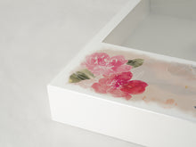 White Gloss MDF Floral Bloom Shadowbox Medium Cremation Urn - Artistic