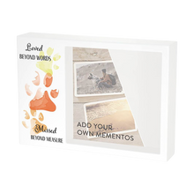 Shadow Box Urn for Pet Ashes & Mementos with Yellow & Orange Paw Prints