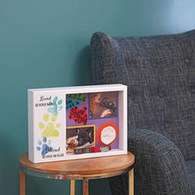 Paws Teal & Yellow Memento White Large Pet Cremation Urn - Lifestyle