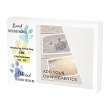 Paws Teal & Yellow Memento White Large Pet Cremation Urn - Personalized