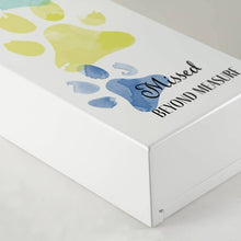 Left Paws Teal Yellow Memento White Large Pet Cremation Urn - Artistic