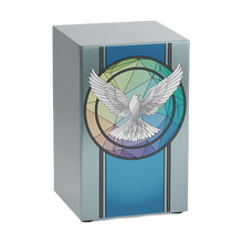 Brushed Pewter Stainless Steel Dove Art Adult Cremation Urn