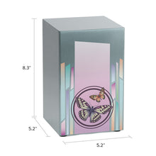 Brushed Pewter Stainless Steel Butterfly Art Adult Cremation Urn - Dimensions