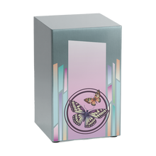 Brushed Pewter Stainless Steel Butterfly Art Adult Cremation Urn