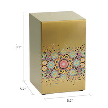 Brushed Bronze Stainless Steel Mosaic Art Adult Cremation Urn - Dimensions