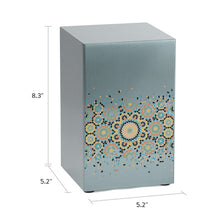 Brushed Pewter Stainless Steel Mosaic Art Adult Cremation Urn - Dimensions