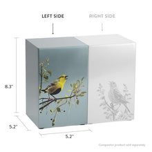 Birds Pewter Companion Urn - Left Side - Dimensions