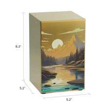 Brushed Bronze Stainless Steel Mountain Landscape Adult Cremation Urn - Dimensions