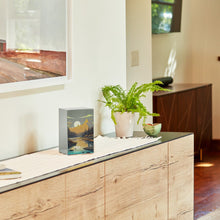 Brushed Pewter Stainless Steel Mountain Landscape Adult Cremation Urn - Lifestyle