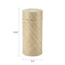 Tan Palm Leaf Adult Cremation Urn with Biodegradable Woven Design - Dimensions