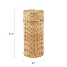 Tan Rattan Adult Cremation Urn with Biodegradable Woven Design - Dimensions