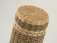 Two-Tone Tan Seagrass Adult Cremation Urn with Biodegradable Woven Design - Artistic