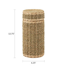 Two-Tone Tan Seagrass Adult Cremation Urn with Biodegradable Woven Design - Dimensions