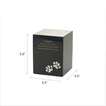 Black Marble Paws Print Pearl Inlay Medium Pet Cremation Urn - Dimensions