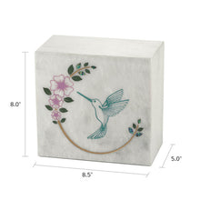 Hummingbird Teal White Marble Adult Cremation Urn - Dimensions