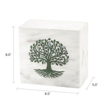 Green Tree of Life White Marble Adult Cremation Urn - Dimensions
