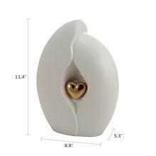 Gold Heart White Ceramic Adult Cremation Urn - Dimensions