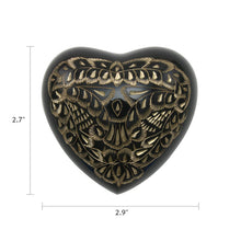 Classic Hand-Engraved Ornate Brass Black Heart Keepsake Urn - Dimensions