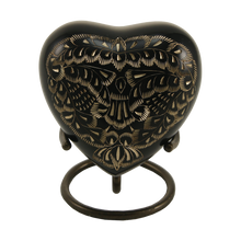 Classic Hand-Engraved Ornate Brass Black Heart Keepsake Urn