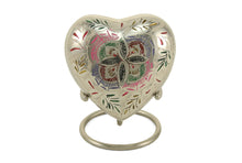 Floral Lattice Brass Heart Keepsake Urn - Artistic