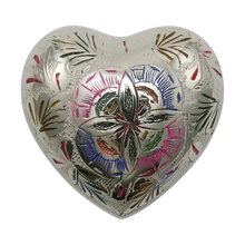 Floral Lattice Brass Heart Keepsake Urn