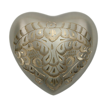 Pewter Brass Ornate Engraved Heart Keepsake Urn