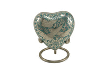 Nickel-Plated Brass Bird Engraved Heart Keepsake Urn - Artistic