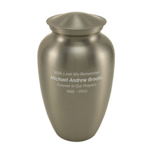 High Gloss Pewter Stainless Steel Adult Cremation Urn - Personalized