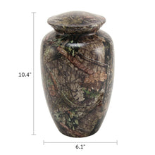 Mossy Oak Camo Aluminum Woodland Adult Cremation Urn - Dimensions