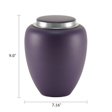 Matte Amethyst Aluminum Adult Cremation Urn - Dimensions
