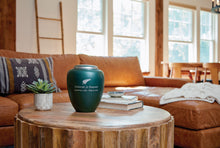 Matte Emerald Aluminum Adult Cremation Urn - Lifestyle