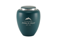 Matte Teal Sapphire Aluminum Adult Cremation Urn  - Personalized